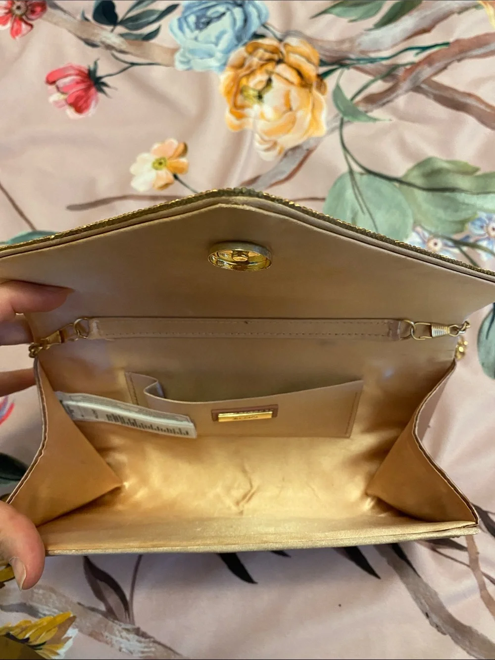 Aldo Gold Sparkle Chain Strap Clutch